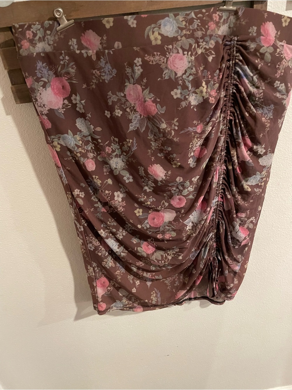 Torrid Brown Floral Ruched Midi Skirt Size 3xl